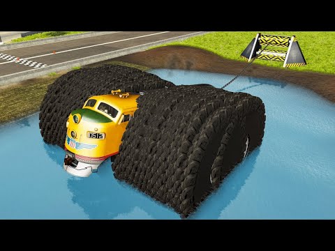 Giant Winch Сrushes Сars #9 - Beamng drive