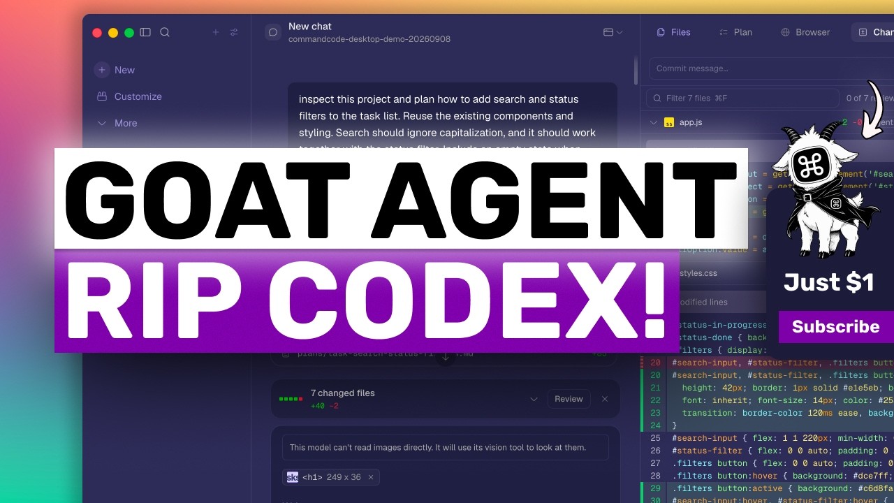 Command Code Desktop Agent App (Fully Tested): It just costs $1 & Codex is not worth it ANYMORE!
