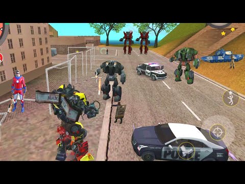 Rope Hero: Vice Town (Transformer Fight Car Robot Near Army Base) Truck vs CAR - Android Gameplay HD