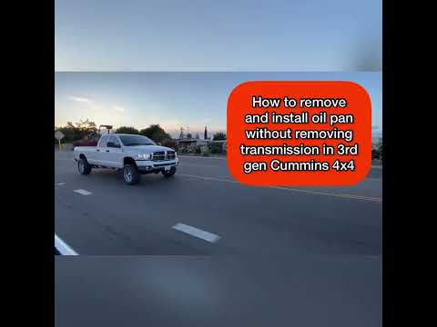 5.9 6.7 Cummins oil pan remove and install new gasket with transmission in place | 4x4 models