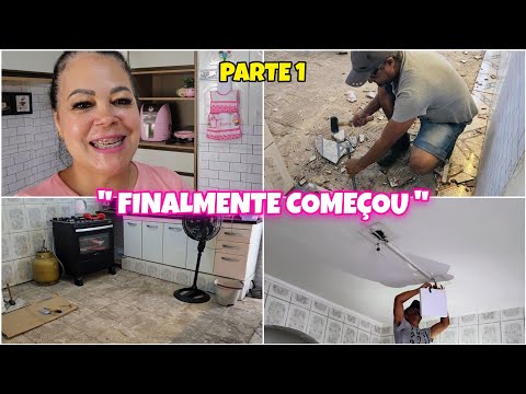 FINALMENTE COMEÇOU A REFORMA DA COZINHA 😍 TROCA DO PISO  -COLOCAMOS a MÃO na MASSA