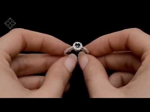 E5969 - Sapphire Halo Martini Diamond 0.25CT Ring in 9K White Gold