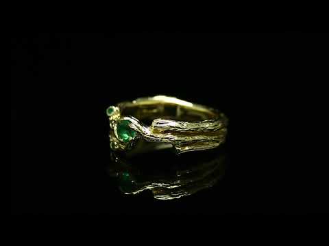 Twig —  engagement ring made of yellow gold with emeralds