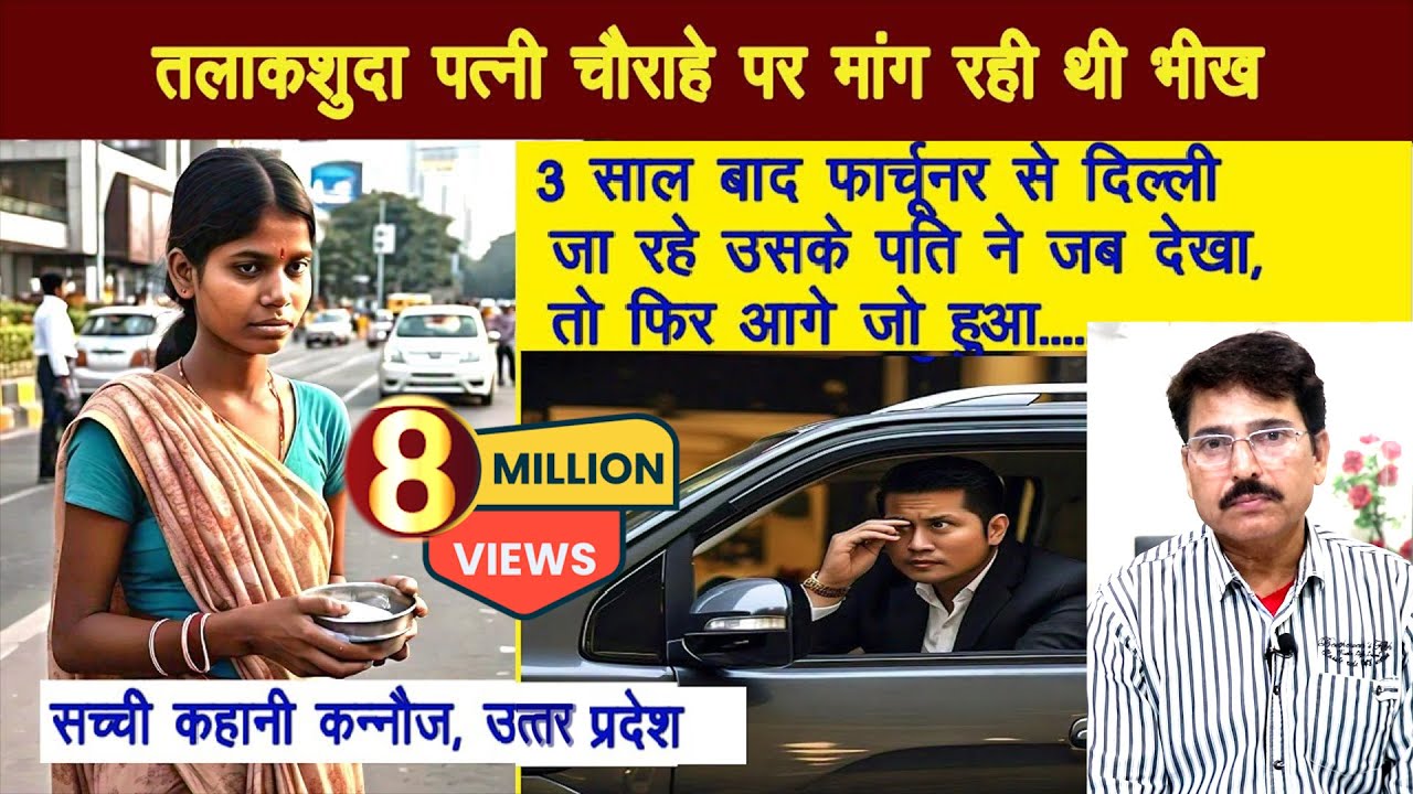 तलाकशुदा पत्नी चौराहे पर मांग रही थी भीख | फार्चूनर से जा रहे पति ने जब देखा | सच्ची कहानी कन्नौज |
