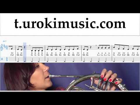 วิธีการเล่นเฟรนช์ฮอร์น Lele Pons - Celoso ตัวโน๊ต บทเรียน ฮอร์น um-i796