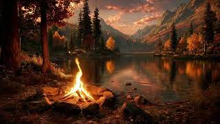 Cozy Fire Beside the Lake 🔥 Relaxing Crackles & Distant Waves for Peaceful Sleep