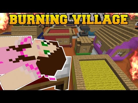 Minecraft: BURNING VILLAGE! (BUILD TO SURVIVE CHALLENGE!) Mini-Game