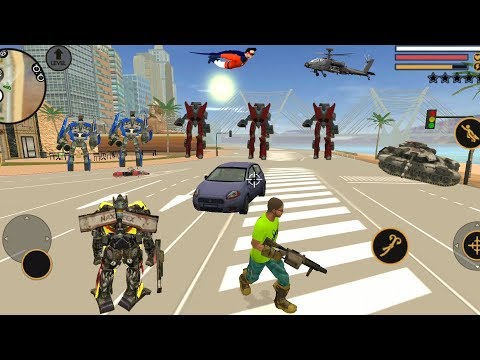 Vegas Crime Simulator (Transformer Fight Robot Car on Army Base)Helicopter Land on Tank Machine - HD