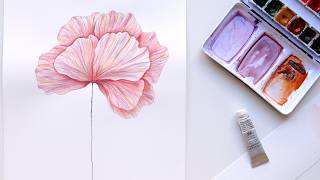 How to Paint Abstract Cosmic Pink Flower in Watercolor