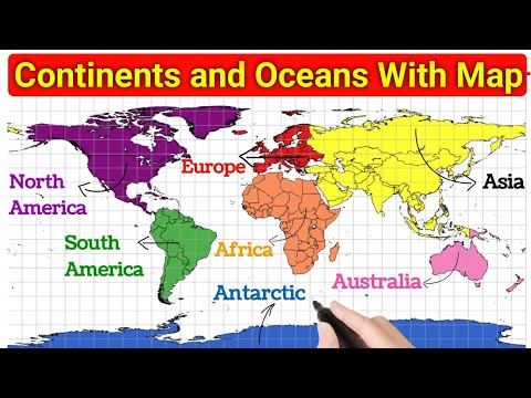 Continents and Oceans in English | Continents and Oceans in World map | 7 Continents & 5 Oceans Name