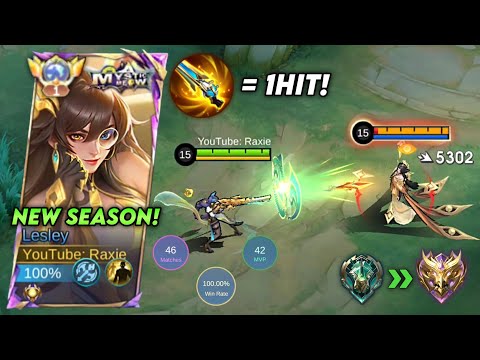 LESLEY NEW SEASON BEST BUILDS & EMBLEMS!!😎🔥 (LAST MATCH TO MYTHIC)