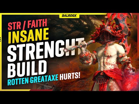 Elden Ring - INSANE Strength Build - Rotten Greataxe HURTS BIG TIME!
