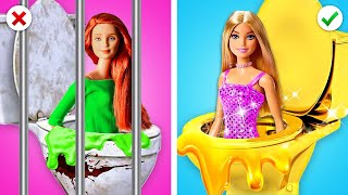 Oh No, My Barbie is in JAIL! 😱*Rich VS Poor Gadgets for Doll Makeover in Jail*