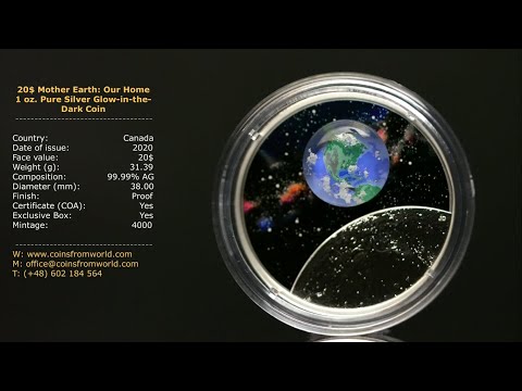 Canada 2020 20$ Mother Earth Our Home 1 oz  Pure Silver Glow in the Dark Coin