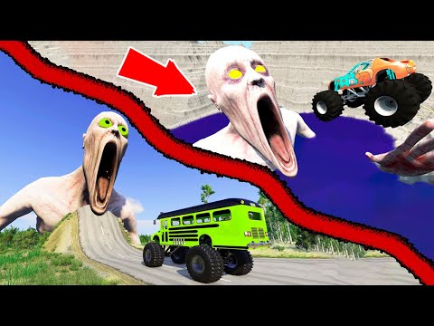 Escape From The Shy Guy (SCP-096) & Jumping Cars into Giant Quarry 😲 BeamNG Drive Car Ride Chase