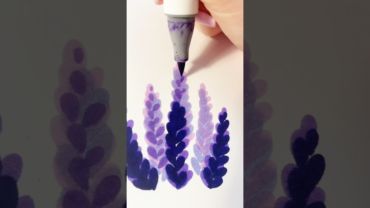 How to easily draw lavender flowers with markers