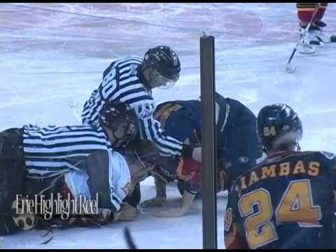 2007 08 Erie Otters Hockey Brian Shaw Paul Bezzo Fight