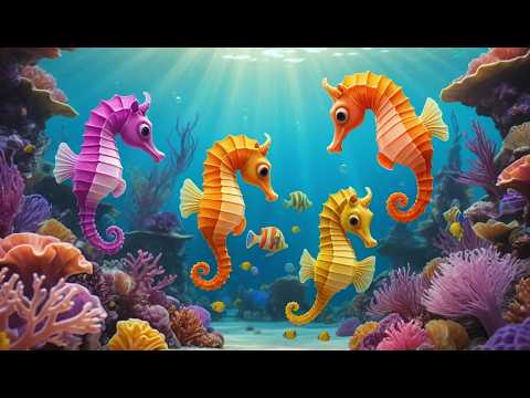 Vijf Kleine Zeepaardjes Draaien, Draaien, Draaien | Onderwater Liedjes & Leren Tellen