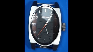 diesel only the brave dz-1394 watch W/ Japanese Miyota 2036 leather band battery service & review