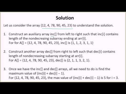Maximum Length Bitonic Subarray Geeksforgeeks