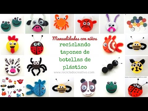 Más de 15 manualidades para niños con tapones de botellas de plástico
