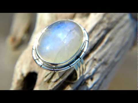 aduya Unikat Mondstein Silber Ring HD Video