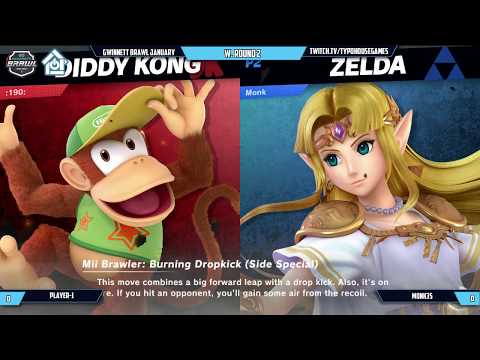 Smash Ultimate Tournament 1/12/19 - Player-1(Diddy) Vs Monk35(Zelda). - W. Round 2