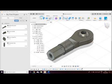 How to model Ball and Socket Joint + Universal Joint in Fusion360 | Timelapse