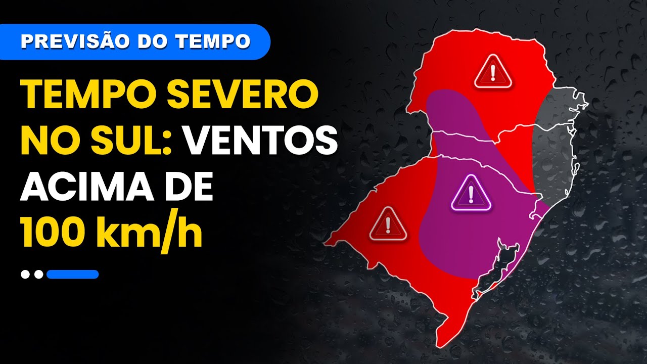 Previsão 24/10/2024 - Tempo severo no Sul: risco de granizo e ventos acima de 100 km/h
