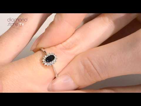 FET29 UY - 18K White Gold Diamond and Sapphire Ring