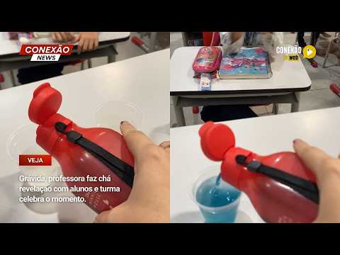 Vídeo: Grávida, professora faz chá revelação com alunos e turma celebra o momento.