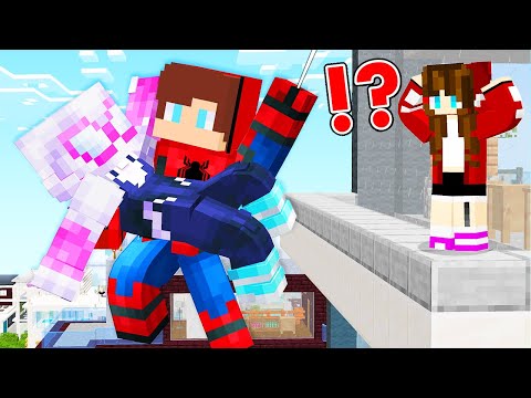 JJ Spider - Man Met SISTER JJ's GWEN! HE Save HER in Minecraft - Maizen