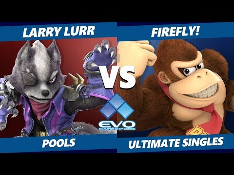EVO 2019 SSBU - T1 | Larry Lurr (Wolf, Falco) Vs. W8 | Firefly! (Donkey Kong) Smash Ultimate Pools