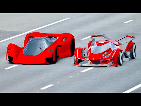 Lamborghini V12 Vision GT vs Ferrari Marte 2050 Concept - Drag Race 20 KM