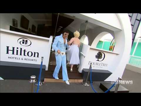 Elvis Forever - Damian Mullin, Melbourne Spring Racing Carnival Birdcage - Channel Nine News.