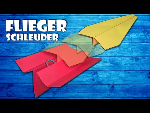Papierflieger mit Schleuder basteln Flugzeug Flitsche - slingshot paper airplane DIY origami [4K]