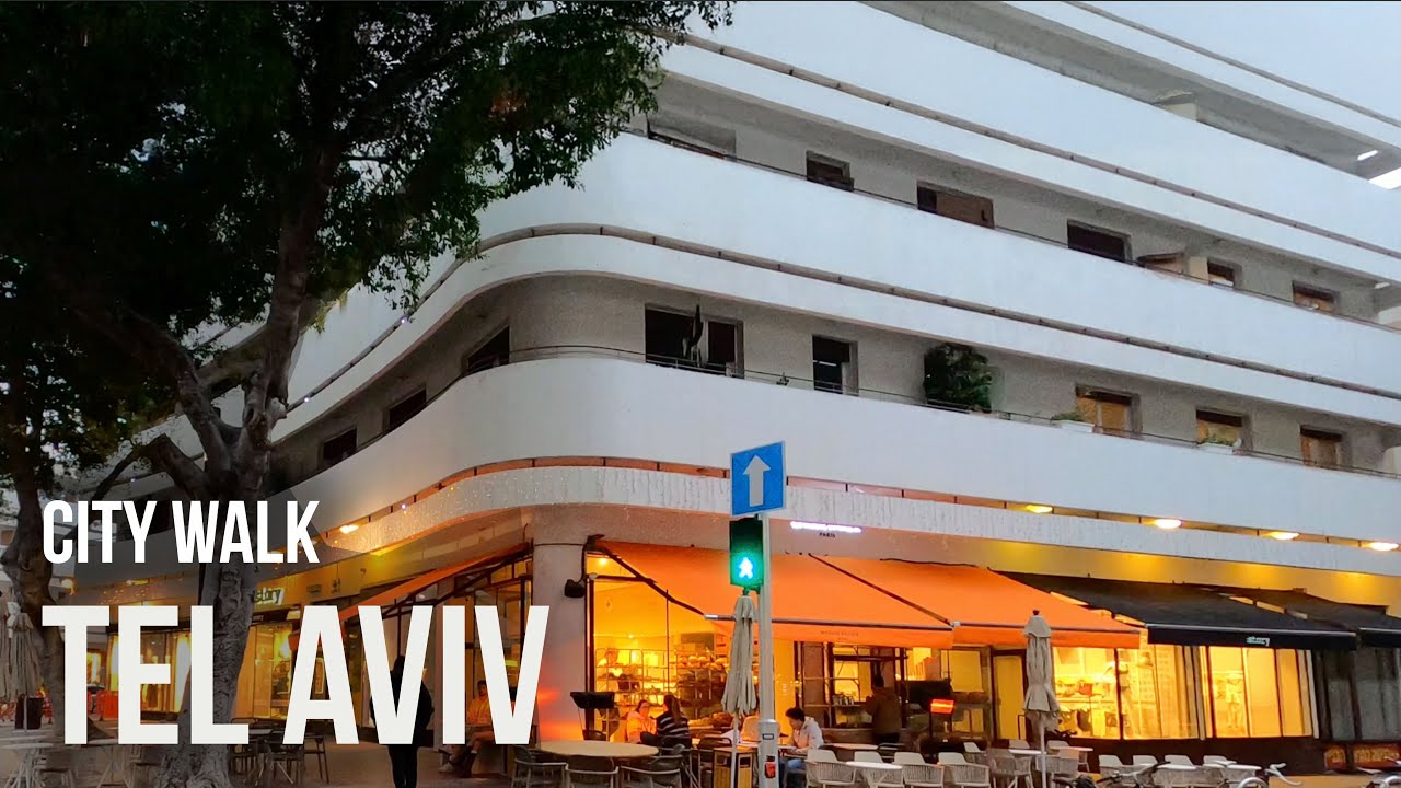 Immersive street-level walking tour through Tel Aviv Rothschild, Israel, showcasing authentic urban landscapes, local architecture, and the vibrant atmosphere of the city's neighborhoods