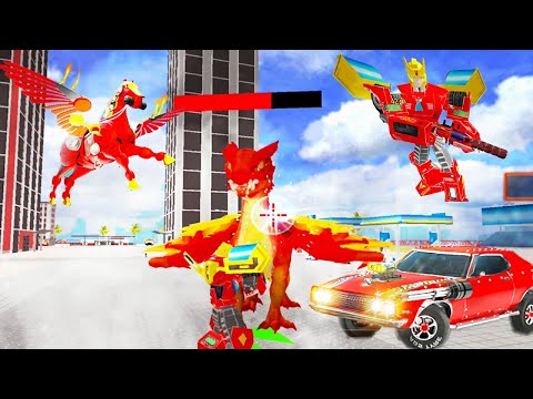 Flying Horse Transform Car: Muscle Car Robot Games Android gameplay#1
