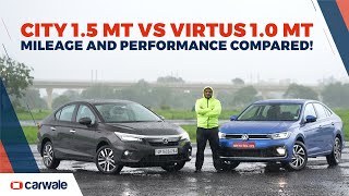 Virtus vs City - Better Mileage? Real-world Figures Revealed! Virtus 1.0 TSI MT vs City 1.5 MT