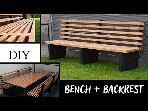 Bank mit Rückenlehne selber bauen/Feuertisch Bank/ Bench with Backrest DIY/Gartenbank selber bauen