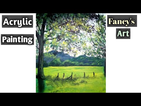 Acrylic Landscape Painting For Beginners / Landscape painting Tutorial /Acrylic Landscape painting Video