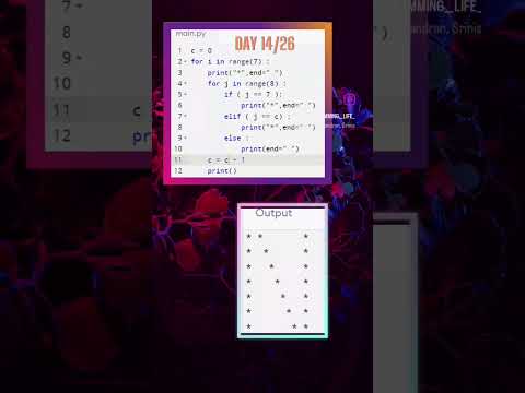 Day 14 26 Printing Alphabets Star Pattern In Python Python Coding Programming