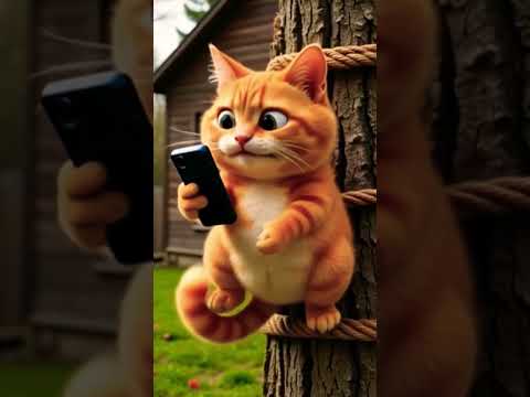 Cat Tied to Tree Calling for Help 😹📞#DramaCat #CartoonCrisis #FunnyMeow