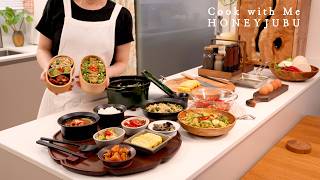 새벽 5시 기상, 10가지 집밥 | 남편도시락, 마켓컬리 샌드위치, 야식만들기 | Cook with me