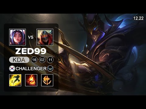 ZED99 Zed vs Irelia Mid - KR Challenger - Patch 12.22 Season 12