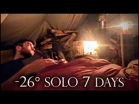 -26° Solo Camping 7 Days | Snowstorms and a Smitty Sled