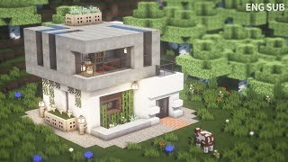 Minecraft: How To Build a 10x10 Modern House Tutorial(Relaxing Video) (#16) | 마인크래프트 건축, 모던하우스, 인테리어