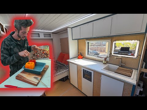 Cooking in my new Kitchen in my Box Truck Tiny Home