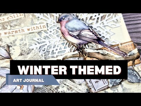 EASY winter themed art journal | use your stash