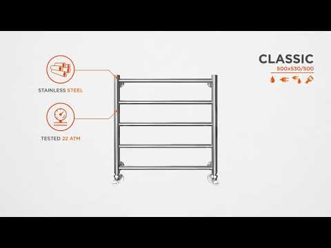 Водяной полотенцесушитель Mario Классик 1.1.0101.01.P (4820111350278, 500x530, хром/сатин/белый глянец/черный матовый/золото/бронза)